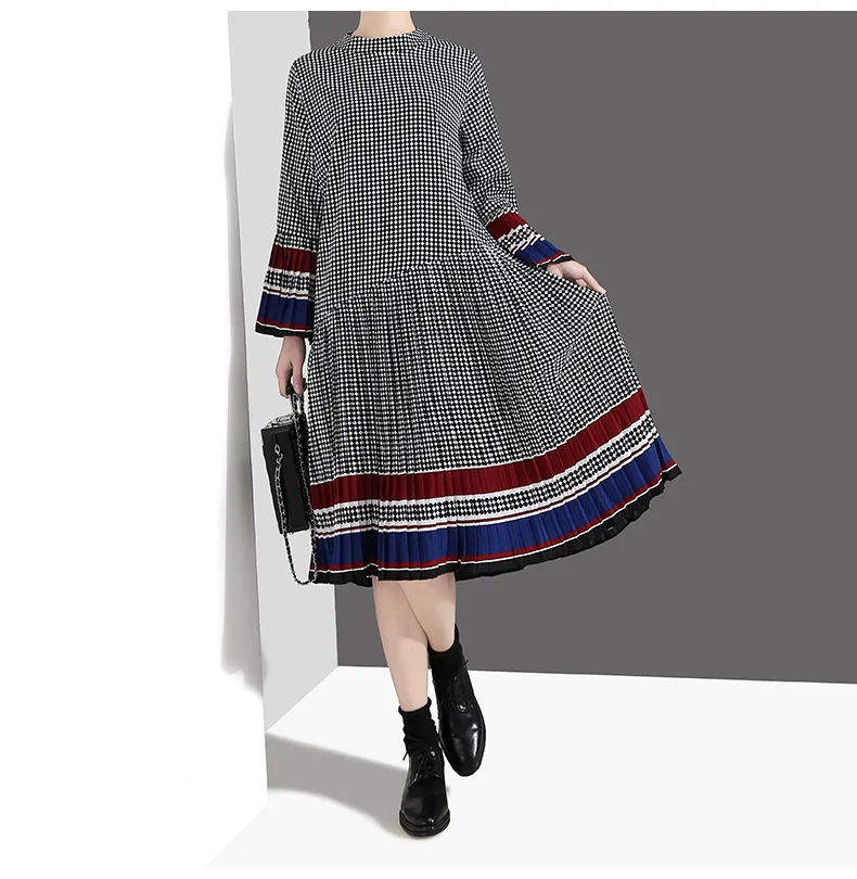 AliExpress,, весенняя одежда, стиль, Франция, неосновное женское платье, труба, длинный рукав, платье, плиссированная юбка, 4629