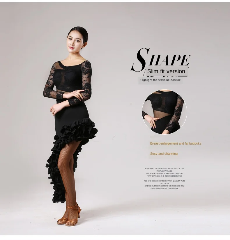 feecolor Silk and Nylon Adult long-sleeved Latin dance custom suit for women