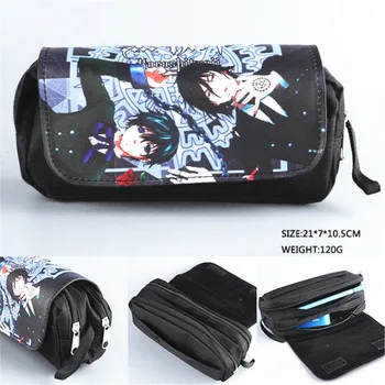 

Black Butler PU + Canvas Cosmetic Bag Student Stationery Pouch Bag Makeup Organizer Bag