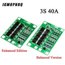 Placa de proteção de bateria de lítio 3s 40a, bms 11.1v 12.6v 18650 v com versão equilibrada para broca 40a corrente