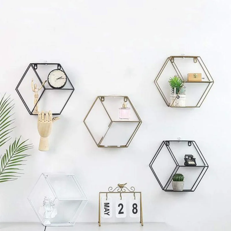 

1 Pcs Wall Mounted Floating Shelves Round Shelf Hexagon Wall Hanging Shelf For Living Room Bedroom And Office