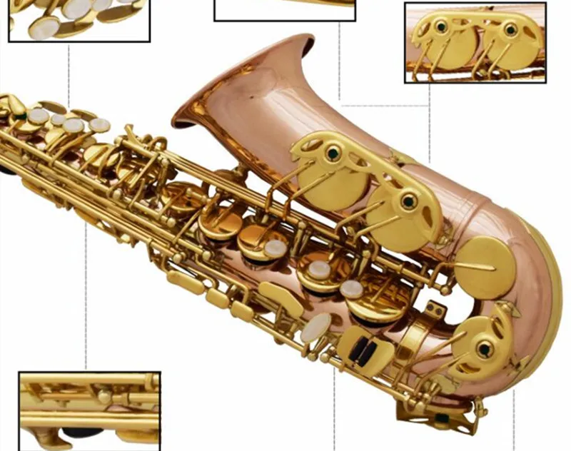 

Professional A-WO20 Eb Alto Saxophone phosphor Bronze copper Gold key high quality Alto Sax with Accessories Free Shi