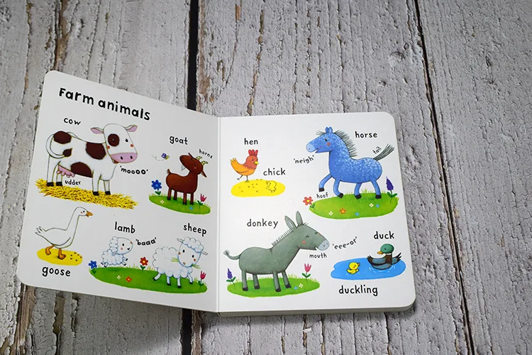 Educativos para Crianças Inglês para Crianças Livros do Bebê Livros Conjunto Usborne Muito Primeiro Palavras Placa Livro Brinquedos Inglês 10 - 27 Home & Garden