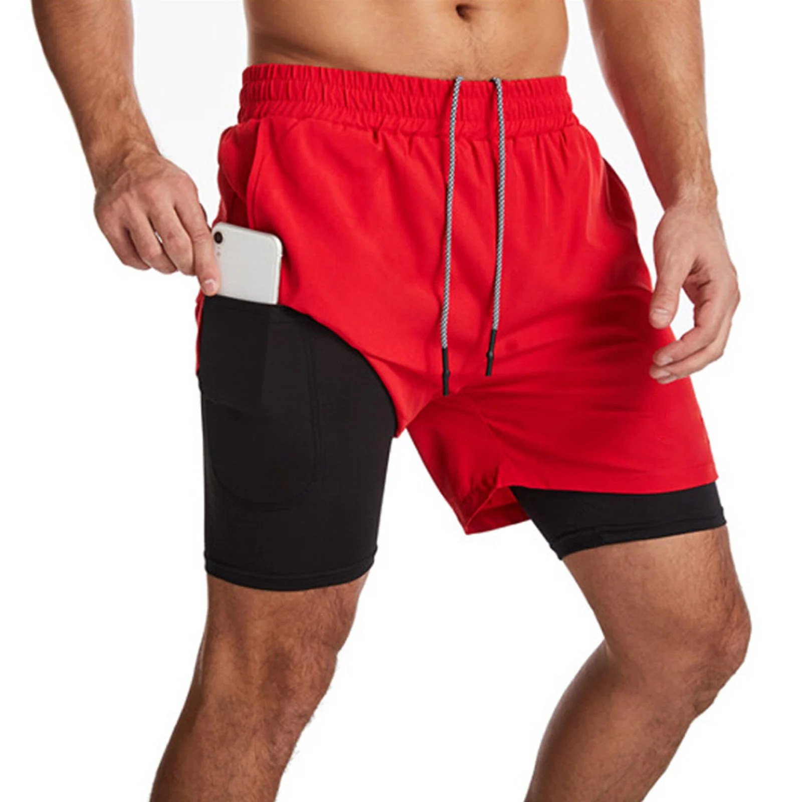 Men Running Shorts 2 in 1 Sports 
