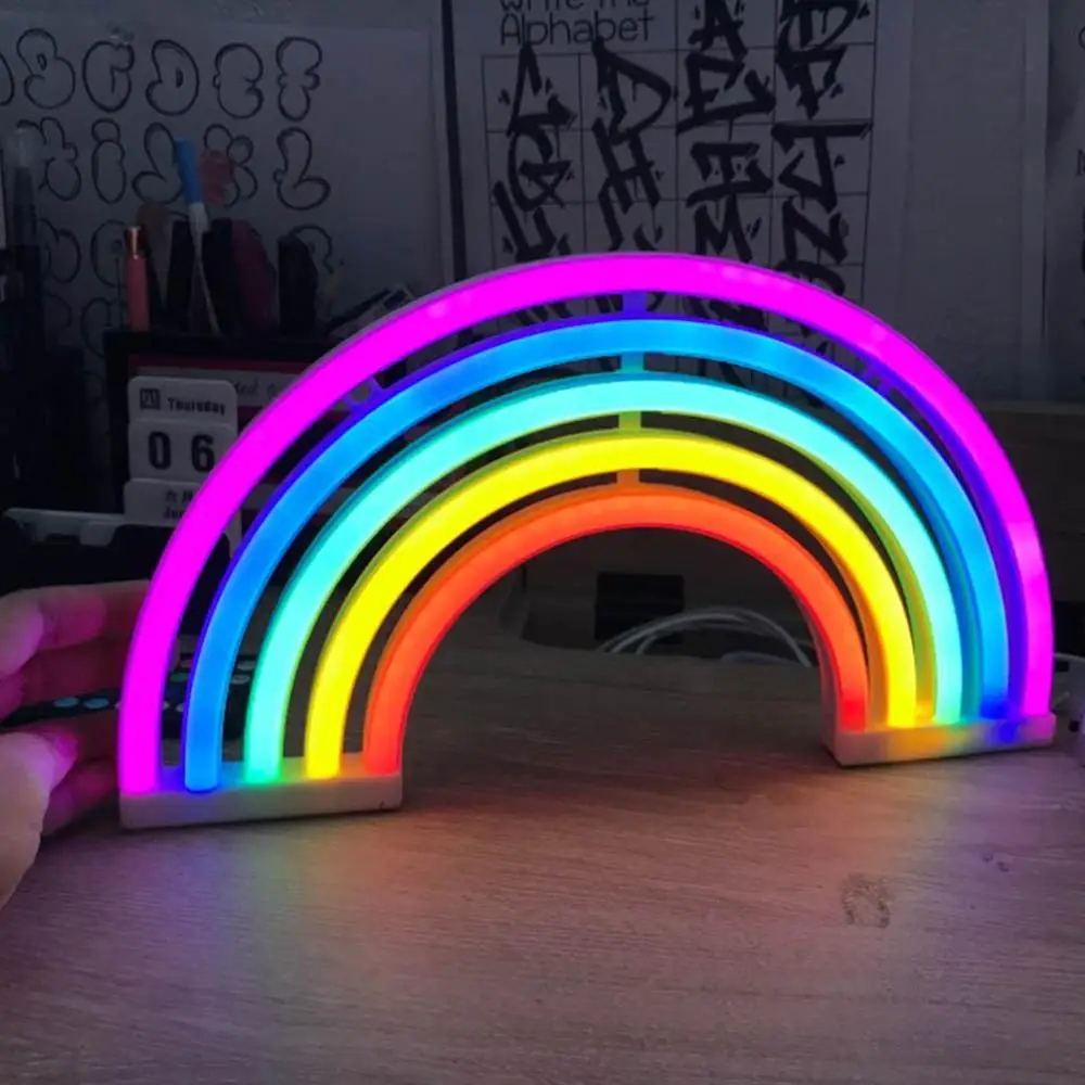 LumiParty новая Радужная неоновая вывеска светодиодный ночник для украшения в общежитии УФ-лампа Декор неоновая настенная лампа Декор