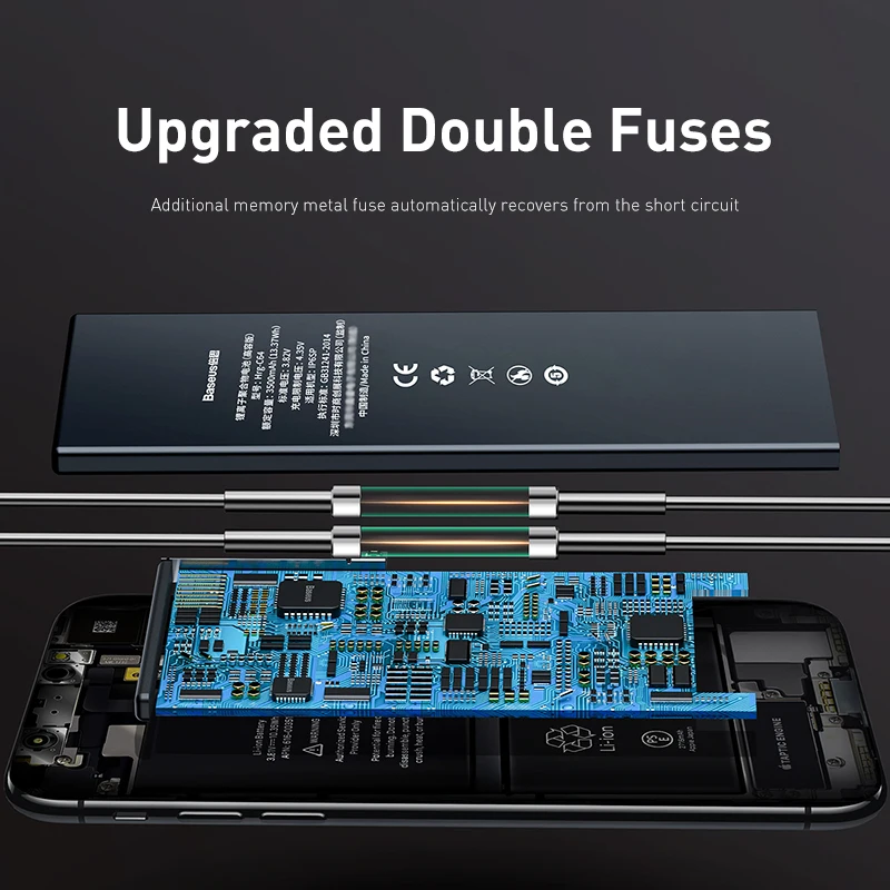 Baseus для iPhone 6, 6s, 6plus, 6s plus, аккумулятор 2200 мА/ч, 3500 мА/ч, высокая емкость, запасная батарея для телефона с бесплатным ремонтным набором инструментов
