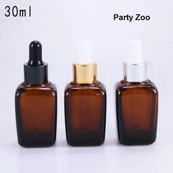 

99 x 30ml Amber Square Glass Essential Oil Bottle 1oz Sqaure Dropper Jar Wholesale
