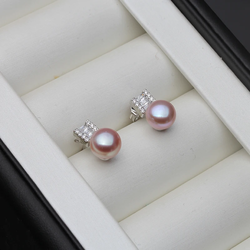 Top quality white pearl earrings for women,cute fashion girl best gift real black freshwater pearl earrings jewelry