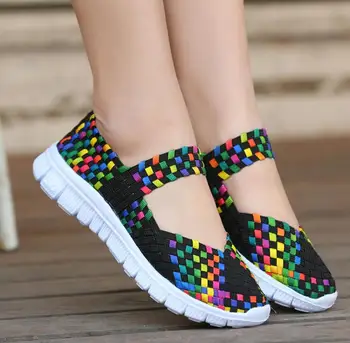 

2020 Women sneakers woven shoes fashion light breathable 10 colors mesh lightweight casual shoes woman Women's Vulcanize Shoes