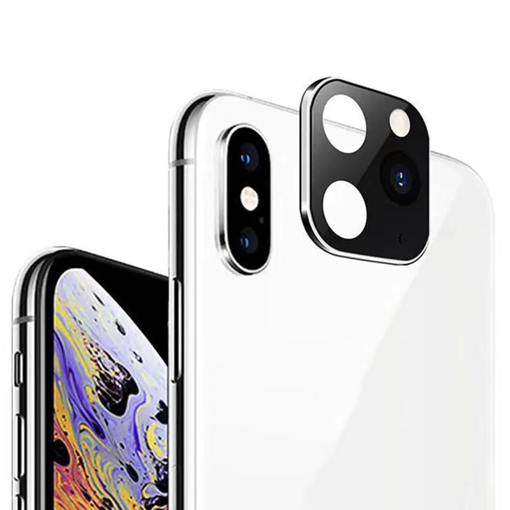 Закаленное стекло для замены секунд iPhone 11 Pro Крышка для объектива камеры для Apple iPhone X XS MAX чехол из титанового сплава задняя крышка для камеры - Цвет: silver