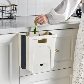 

8L Foldable Garbage Can Kitchen Garbage Can Car Folding Garbage Can Wall Trash Can For Bathroom Garbage Storage With Drawer
