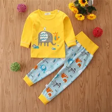 SHUJIN комплекты для малышей осенние детские топы с длинными рукавами и мультяшными рисунками, хлопковые брюки комплект из 2 предметов, комплекты одежды для мальчиков и девочек
