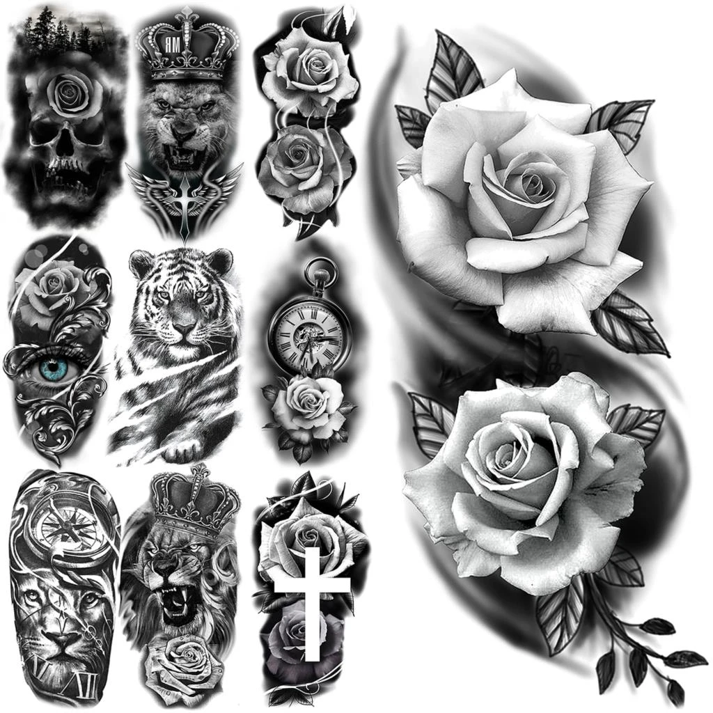3d Rose Flower Temporary Tattoos For Women Adults Realistic Tiger Compass Skull Lion Crown Fake Tattoo Sticker Arm Waist Tatoos Temporary Tattoos Aliexpress 3d Rose Flower Temporary Tattoos For Women Adults Realistic Tiger Compass Skull Lion Crown Fake Tattoo Sticker Arm Waist Tatoos Temporary Tattoos Aliexpress