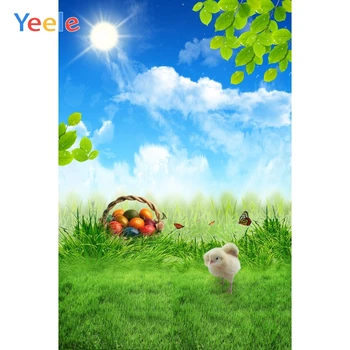 

Yeele Spring Scenery Backdrops Easter Eggs Grassland Fairy Tale Baby Children Newborn Mushrooms Elves Flowers Photo Backgrounds