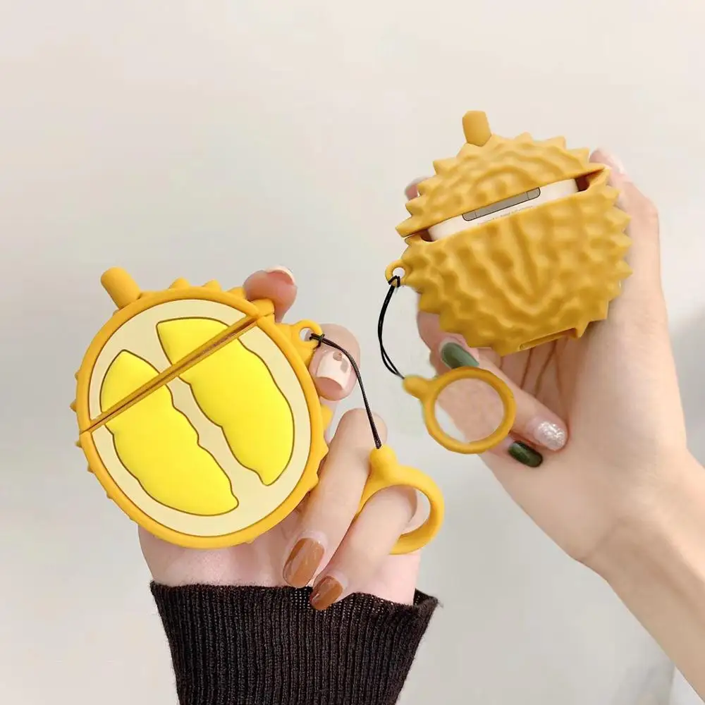 

Durian Fruit Ring Chain Soft Cover Silicone Case Cover For AirPods