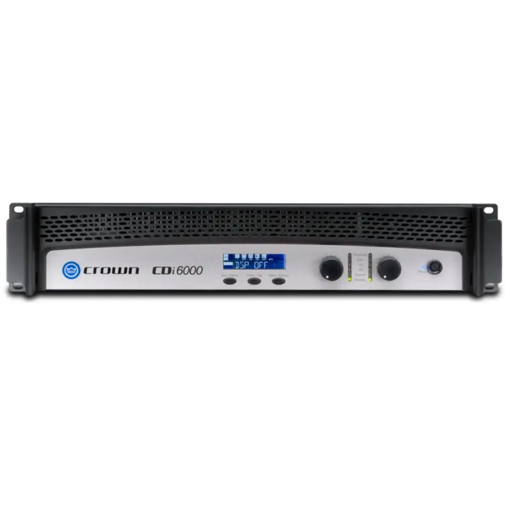 Crown CDi6000 2 채널 전력 증폭기, 온보드 DSP, 70V, 100V, 140V 작동, 사용자 정의 프리셋, 4 옴, 2100W