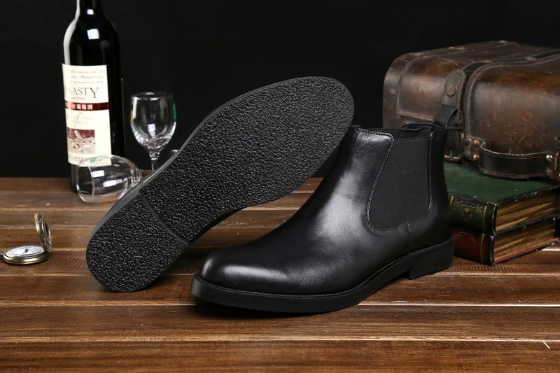 

Ankle Men Leather Boots High Top Botines Hombre Round Toe Cowhide Soft-Sole Botas Hombre Black Brown Work Shoes 44