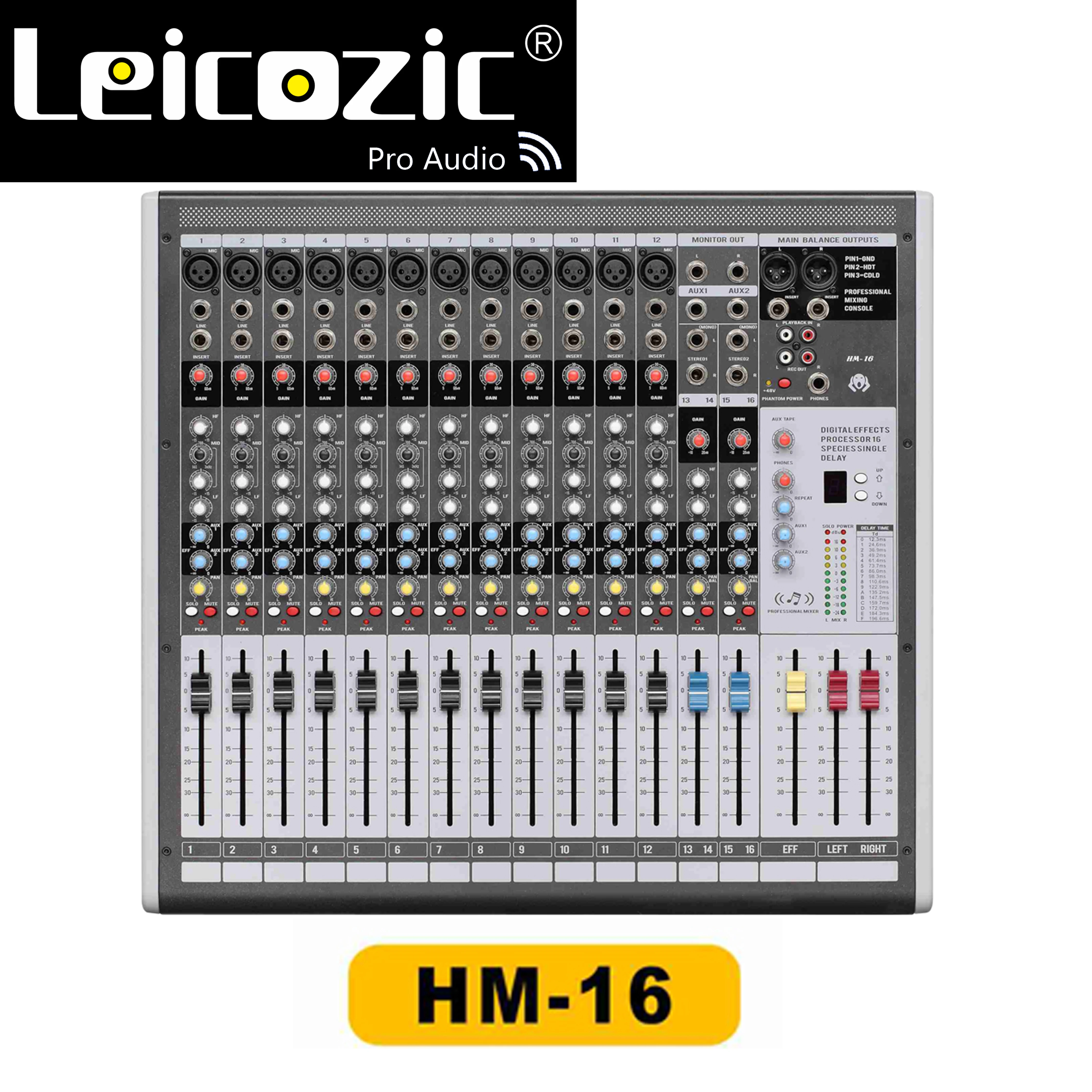 Leicozic HM16 12 канальный профессиональный звуковой микшер консоль + 48 В phantom power