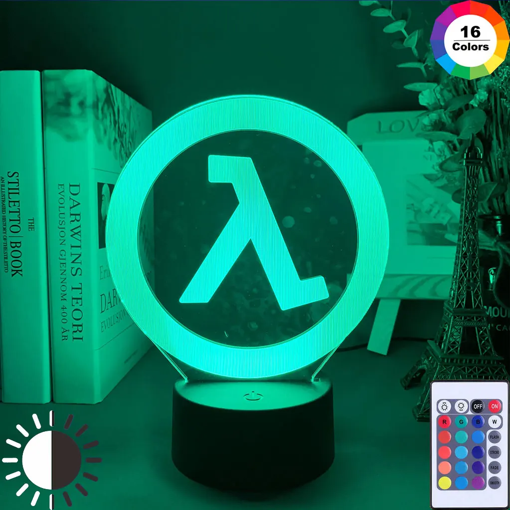 Half Life Logo Night Lamp for Game Room Decoration Cool Event Prize of Store Color Changing Led Light Gift Him | Лампы и освещение