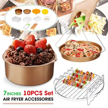 

New Arrival 2019 7 inch 10 Pcs Air Fryer Accessories Home Kitchen Cooking Accessories Tools Fit For all 3.2-6.8QT Air Fryer