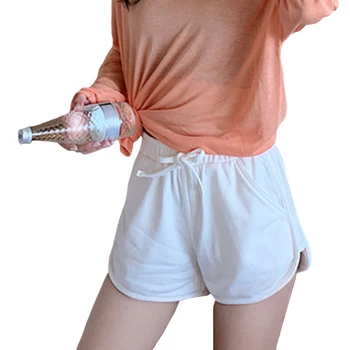 

Elastic Band Women Shorts Fitness Running Daily Casual High Waist Loose Drawstring Spring Summer Working With Pockets Solid