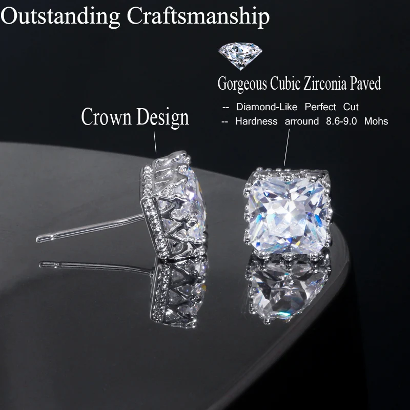 Женские серьги гвоздики с фианитом цвета белого золота|stud earrings|stud earrings for womenearrings