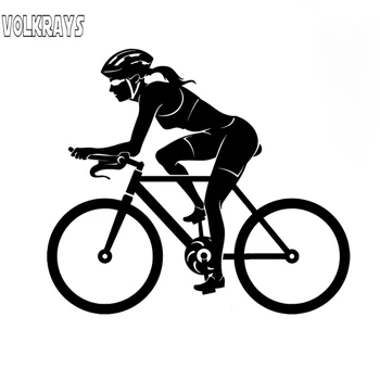 

Volkrays Personality Car Sticker Sport Bike Woman Female Cyclist Accessories Reflective Waterproof Vinyl Decal,12cm*14cm