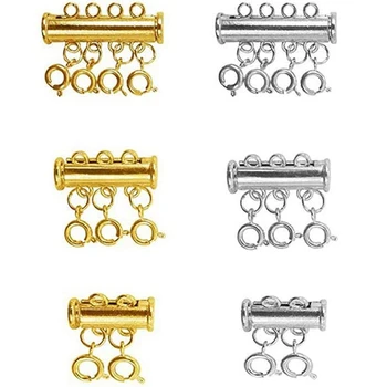 

6 Pcs 3 Sizes Necklace Connector Slide Lock Clasp, Layering Necklace Bracelet Clasp for Jewelry Craft
