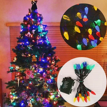 

Joy-Enlife 2m Christmas LED lights colorful Christmas tree decoration 20 lamp holders New Year 2021 Home Light Holiday Navidad