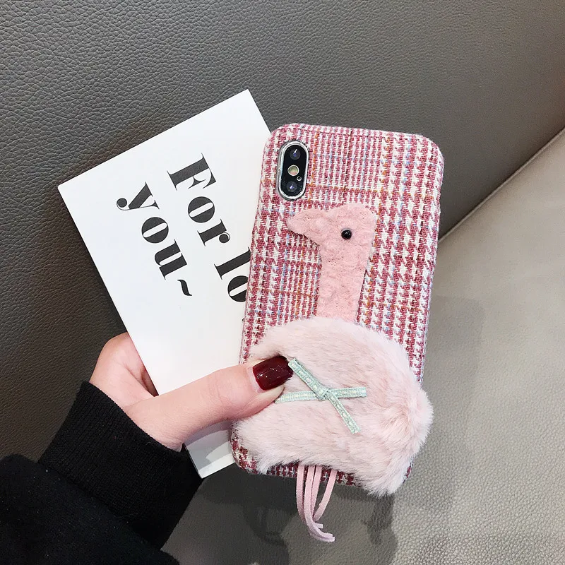 Чехол с плюшевым рисунком фламинго для iPhone 11 Pro Max, чехол из мягкого ТПУ, противоударный чехол для iPhone 11 X XR XS MAX 7 8 6 6S Plus, чехол