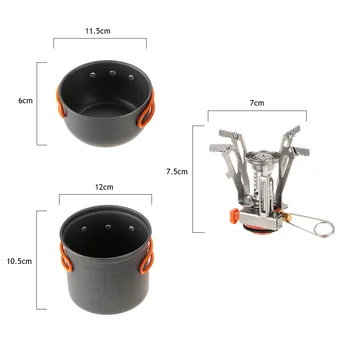

Outdoor Camping Hiking Cookware with Mini Camping Ignition Stove Backpacking Cooking Picnic Pot Set Cook Set