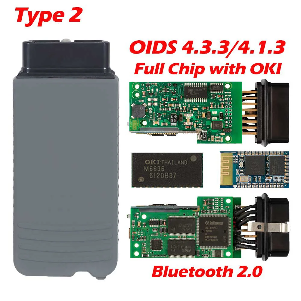 Type 2 5054A ODIS V4.3.3 keygen полный чип OKI Авто OBD2 диагностический инструмент 5054 5054A Bluetooth автоматический диагностический инструмент - Цвет: Type 2