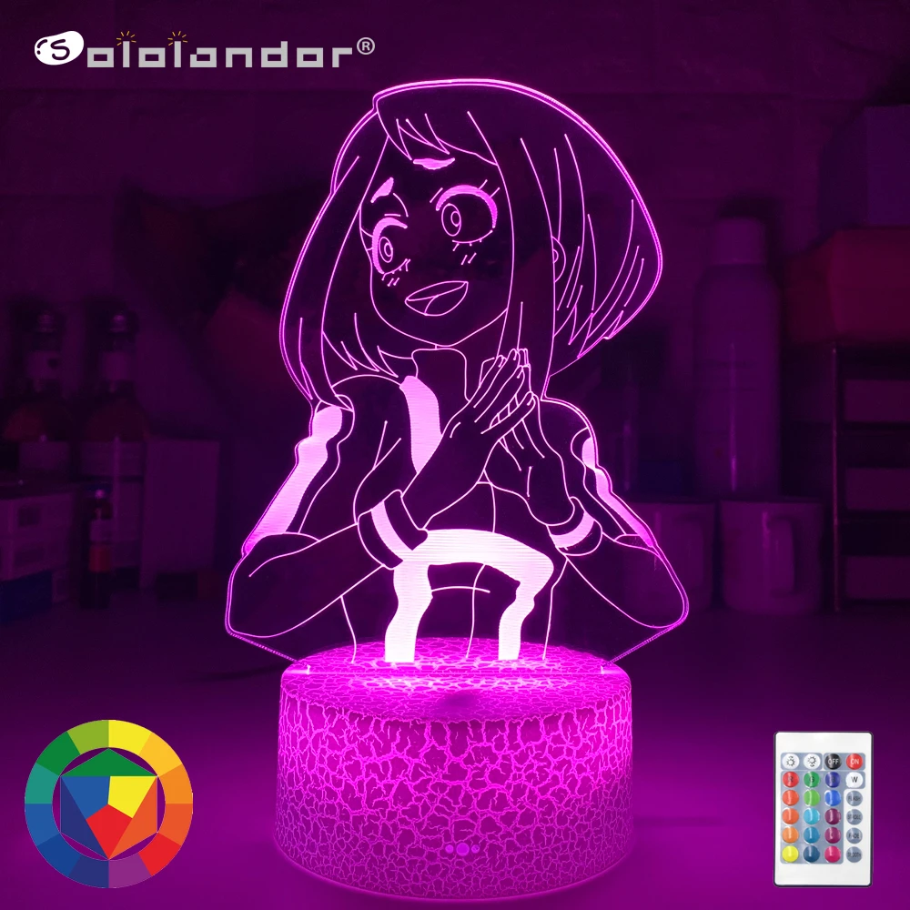 3d night light 3d Lamp Anime My Hero Academia Ochako Uraraka Light for Bedroom Decor Child Kids Birthday Gift Uraraka Lamp My Hero Academia night light lamp