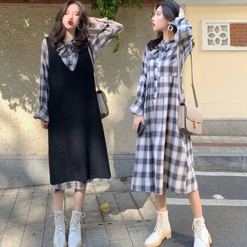 

Maternity Dresses for Photo Shoot Pregnant Dress Maternity Dress Winter Maternity Clothes Fall Vest Dress 2pieces Long Sleeve