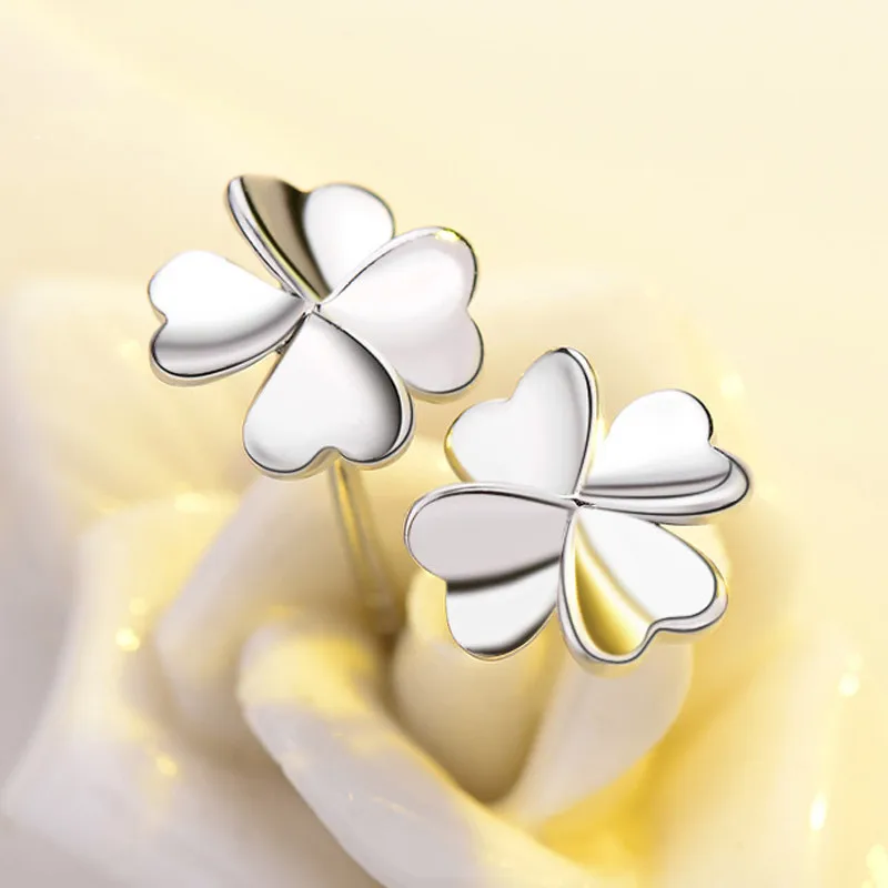 

SODROV Hot 925 Sterling Silver Fine Stud Earrings Exquisite Jewelry Gift Female Four Leaf Clover Earrings