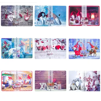 

Creative Christmas PVC Printing 6 Coasters Insulation Pads Bowl Fork Placemat Christmas Decorations for Home