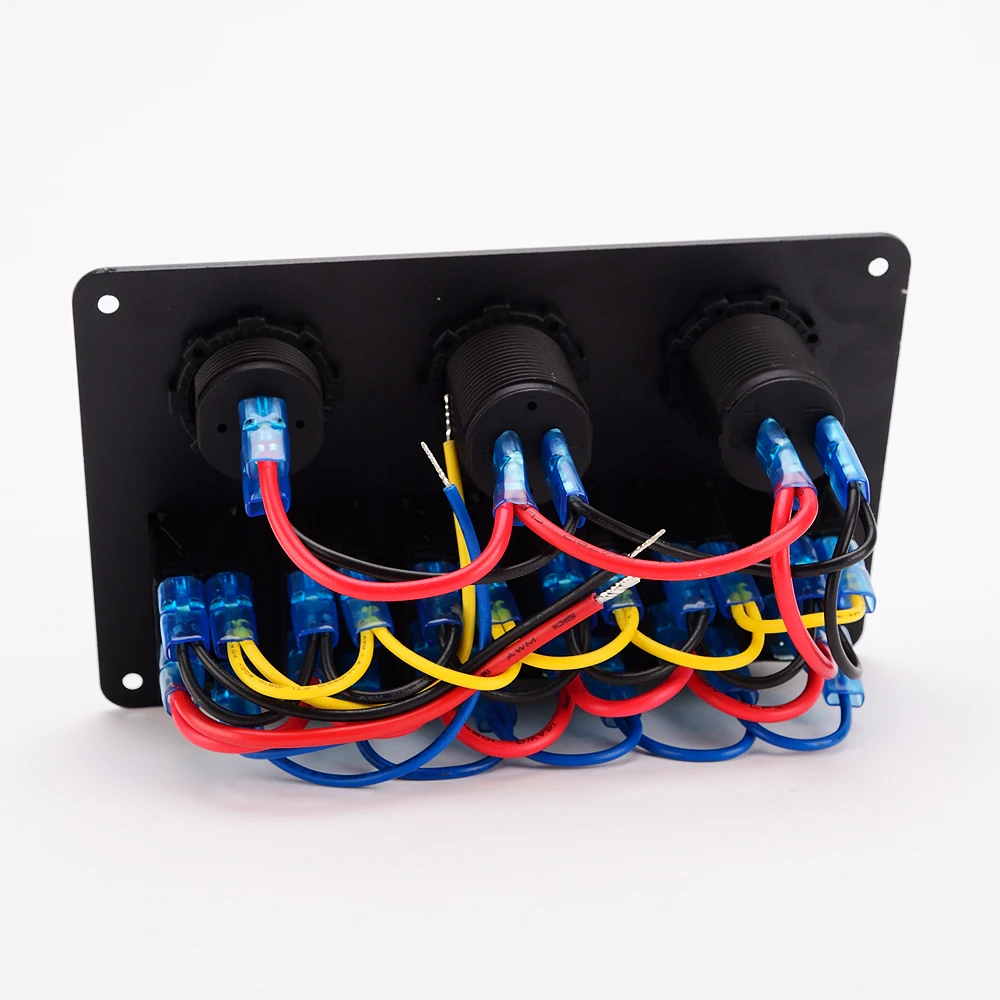 Предварительно проводной 12V 24V напряжение USB зарядное устройство зеленый 6 банд светодиодный переключатель