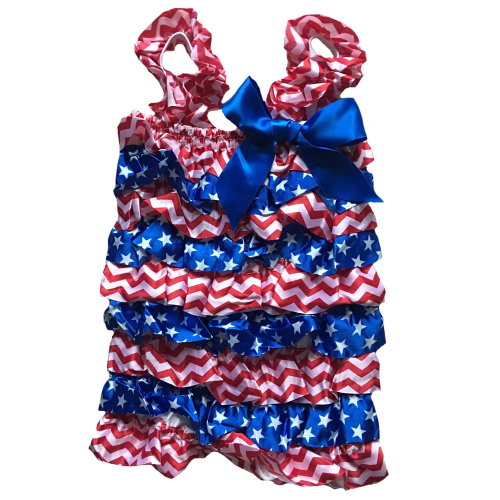 Патриотический кружевной комбинезон; детский кружевной комбинезон с американским флагом для девочек; romper-4th июля - Цвет: color 1
