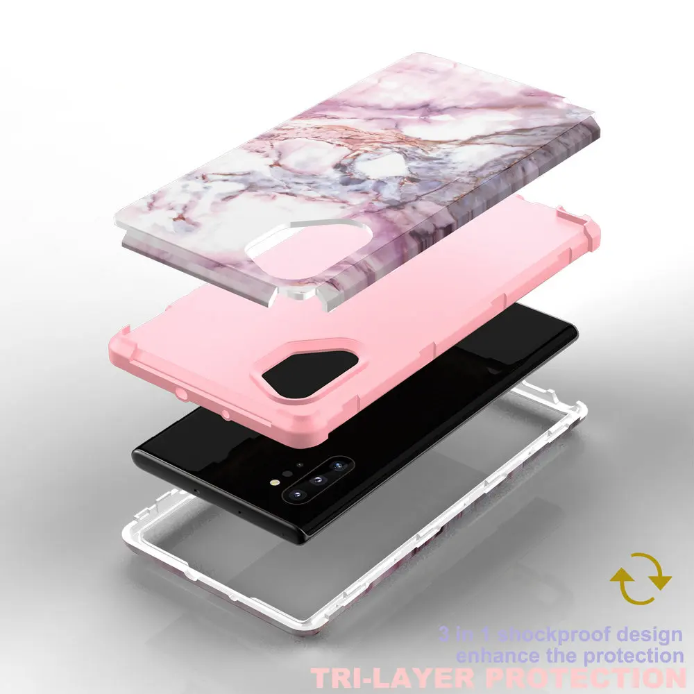 3 в 1 мраморный противоударный чехол для samsung Galaxy Note 10 Plus Чехол samsung Note 10 чехол Etui для Coque samsung Note10 Plus чехол