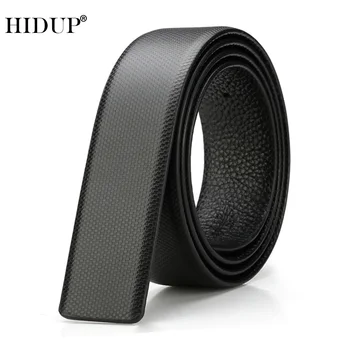 

HIDUP Men's High Quality Real Genuine Leather Belt Pin & Slide Styles Soft Cow Belts Strap 3.3cm Wide Without Buckle 2020 LUWJ12
