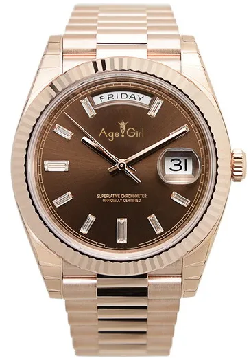 Роскошные брендовые новые мужские часы Daydate из розового золота, кофе, серебристого и серого цветов, автоматические механические Спортивные часы из нержавеющей стали сапфировые, из стекла AAA