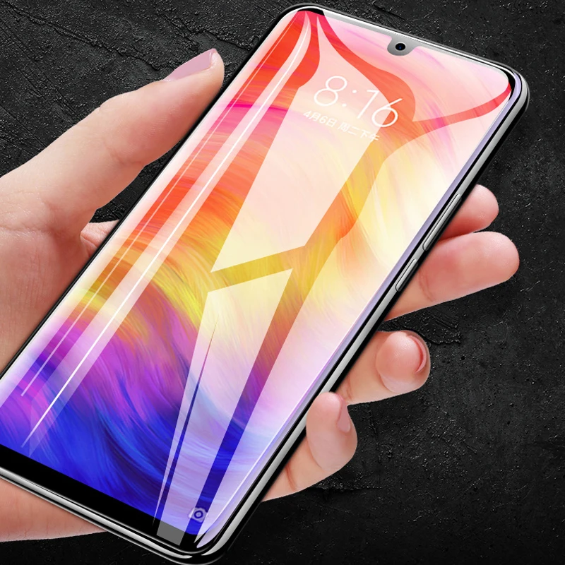 Черная защитная пленка на весь экран для Xiaomi Redmi Note 8 Pro из закаленного стекла 7