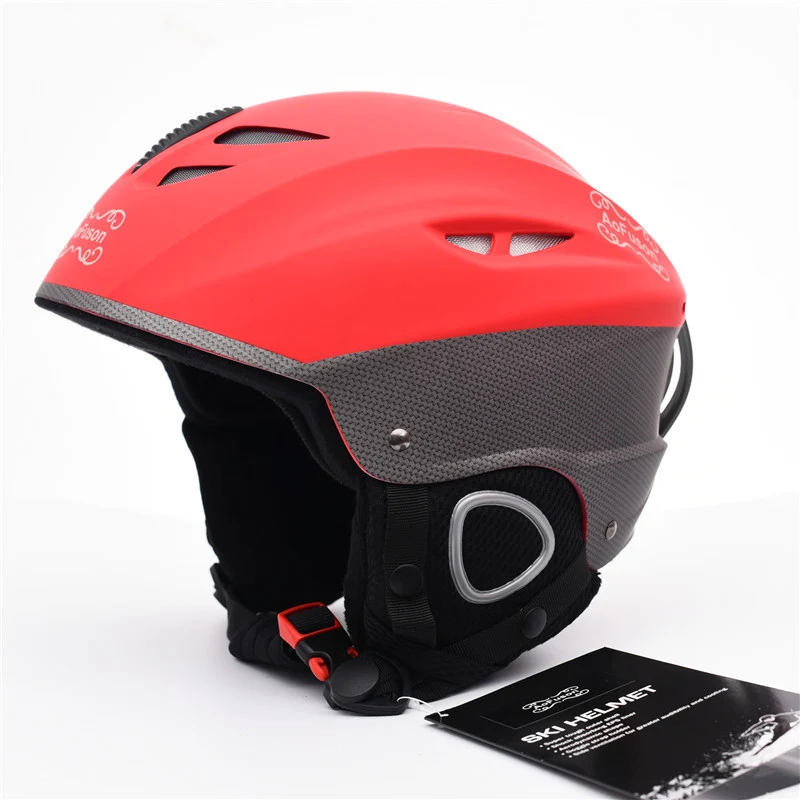 Профессиональный лыжный шлем ABS Shell+ EPS наполнитель регулируемый размер унисекс Защитная защита для взрослых снег шлем Лыжная Защитная Экипировка - Цвет: Красный