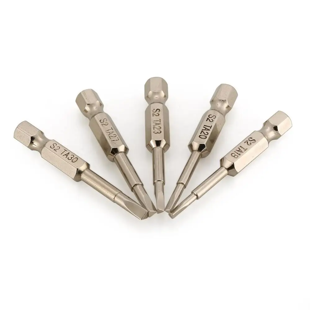 5 PCS S2 Steel Magnetic Triangle Head Screwdriver Bits 50mm 1/4 Hex Shank Nozzle Pneumatic Screwdriver Electric Head