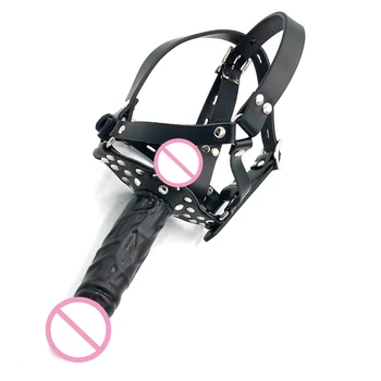 New Double-Ended Dildos Gag Strapon Open Mouth Dong Plug Head Harness Realistic Cock Penis SM Adult Games Sex Toys For Couples 3