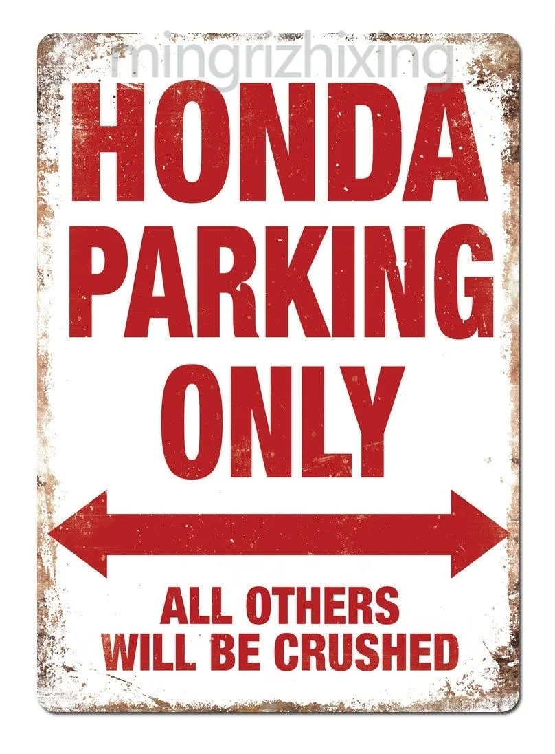 Белая металлическая настенная табличка &quotHONDA Parking&quot классическая Автомобильная