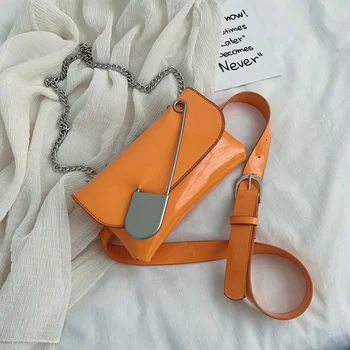 

Chain Strap Female Flap Bag Pin Design Patent Leather Crossbody Bags for Women New Summer Small Ladies' Shoulder Messenger Bag