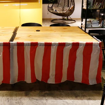 

PVC Table Skirt Multi-functional Elastic Band Table Skirt Unique Striped Table Skirt
