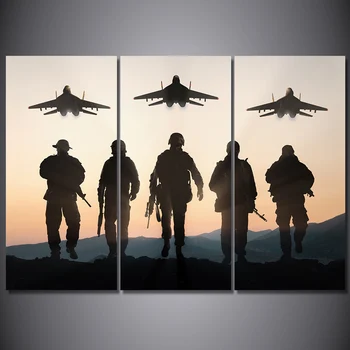 

3 Pieces Sunset US Army Soldiers Canvas Art Print Poster Picture Canvas Paintings For Living Room Wall Decor