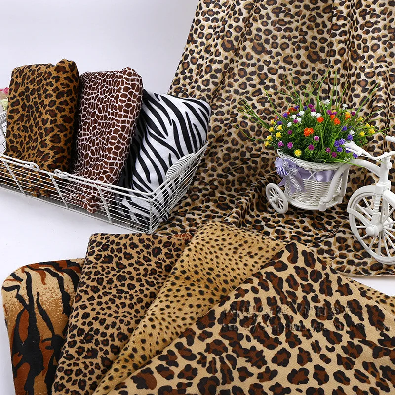

Tiger Leopard Zebra Animal Print Silk Velvet Fabric Cloth Short Plush Fabric Sewing Clothing Toy Carpet Patchwork 50cm*150cm